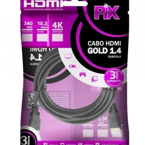 Cabo HDMI 1.4 - 4K - 3 Metros PIX