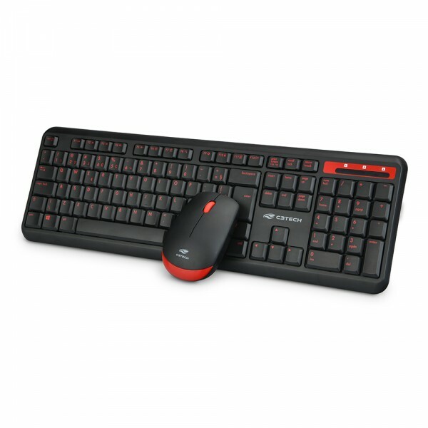 Teclado e Mouse Sem Fio K-W100BK Preto C3tech