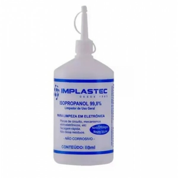 Alcool Isopropilico Implastec 99,8% 110 ml c/ Bico Aplicador