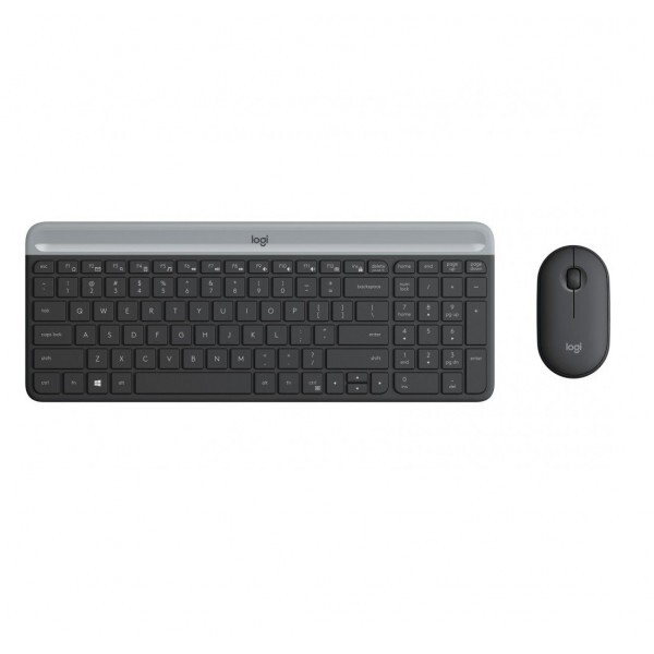 Teclado e Mouse Logitech sem fio MK470 Slim Grafite