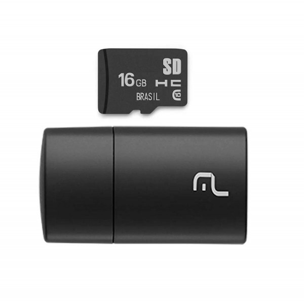 Kit 2 em 1: Pen Drive, Leitor USB,  Cartão de Memória Classe 10 16GB Multilaser - MC162