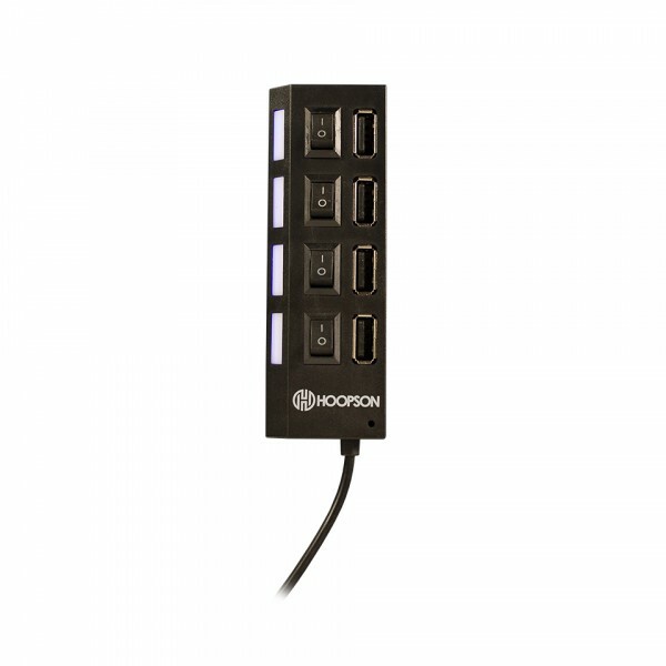 HUB USB 2.0 Hoopson com 4 Portas HUB-004 com chave Preto