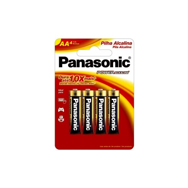 Pilha Alcalina Panasonic AA Blister com 4 unidades