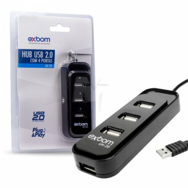 HUB USB 2.0 Exbom com 4 Portas UH-20