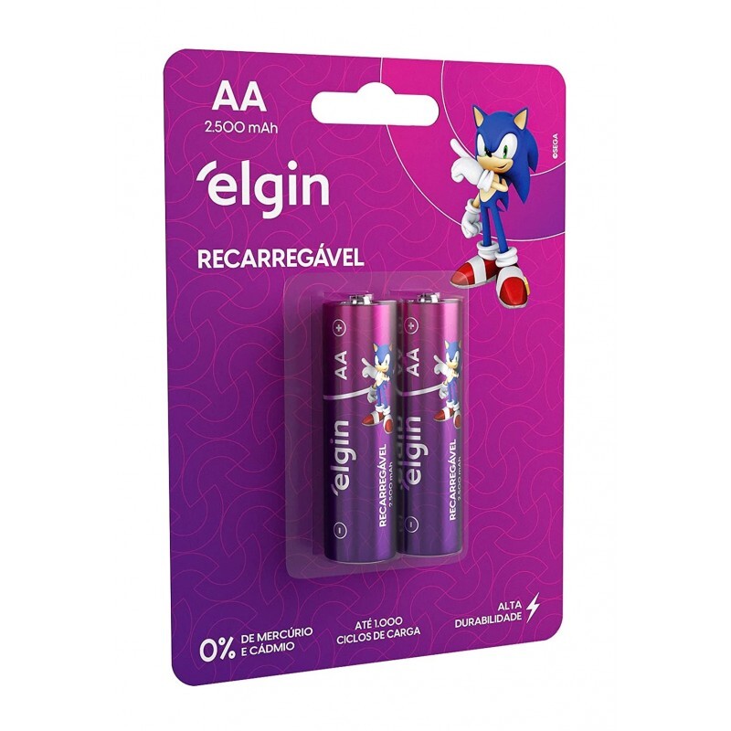 Pilha Recarregavel Elgin  AA 2500 mah Blister com 2 unidades