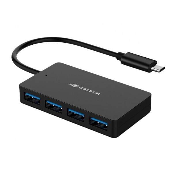 HUB Tipo-C com 4 portas USB 3.0 HU-C310BK Preto C3tech