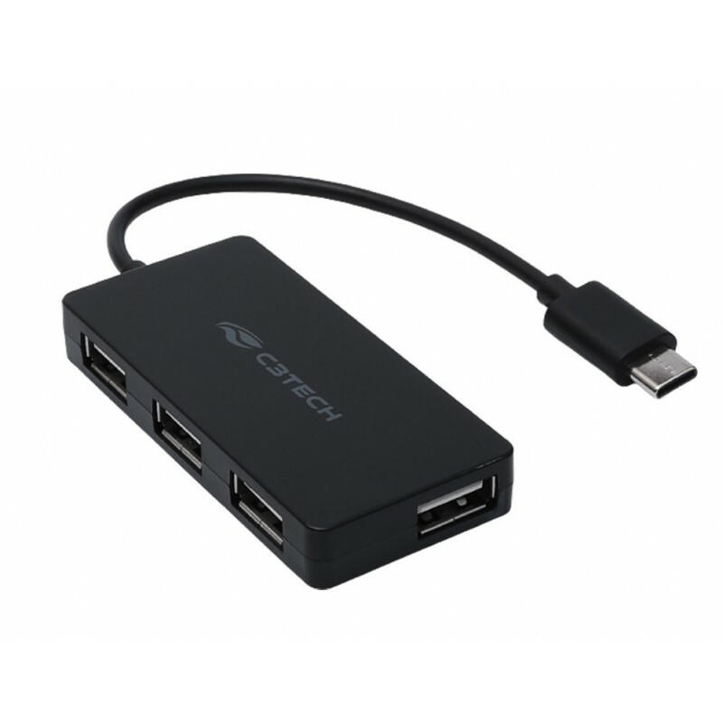 HUB Tipo-C com 4 portas USB 2.0 HU-C200BK Preto C3tech