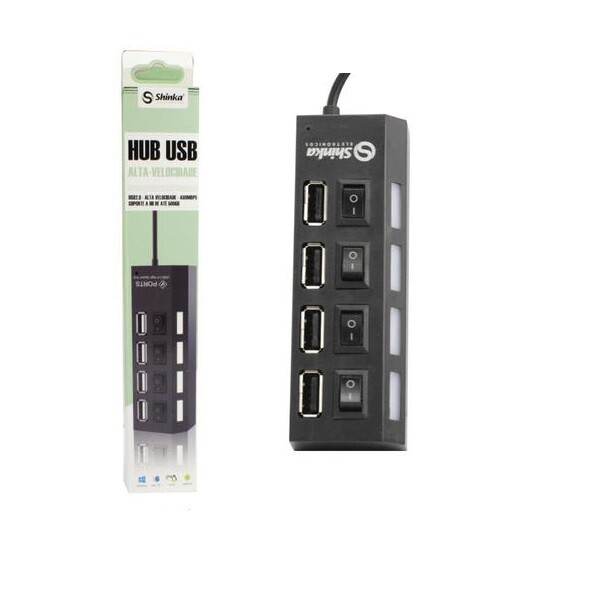 HUB USB 2.0 4 Portas com Chave Lig/Desl - Shinka