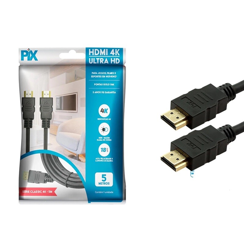 Cabo HDMI Ultra HD 4K - 5 Metros PIX