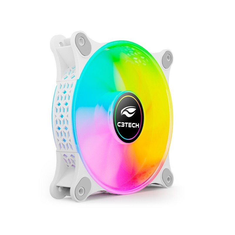 Cooler Fan C3tech  F9-L160WH 12cm LED Multicores Branco