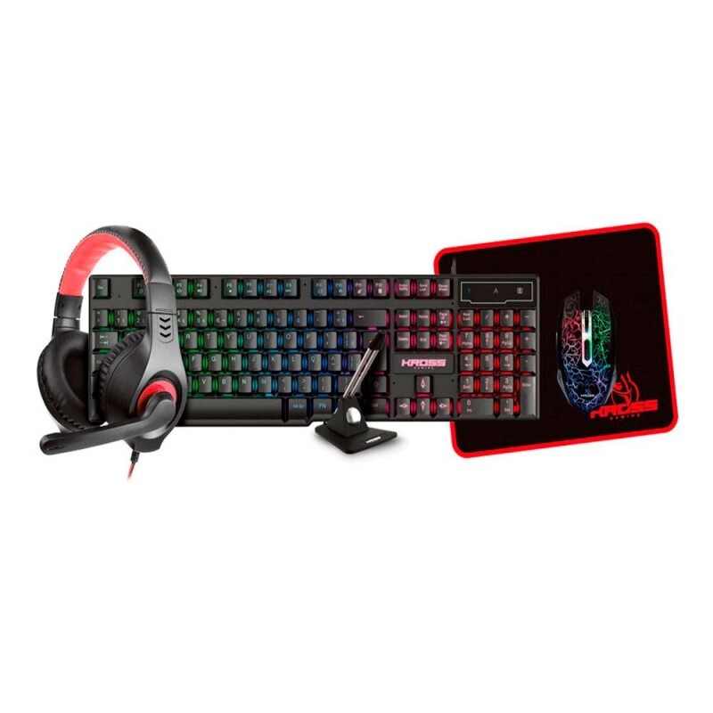 Combo 5 em 1 Gamer: Teclado, Mouse, Headset, Mouse PAD e Mouse Bungee com Iluminação Rainbow - KE GK5150