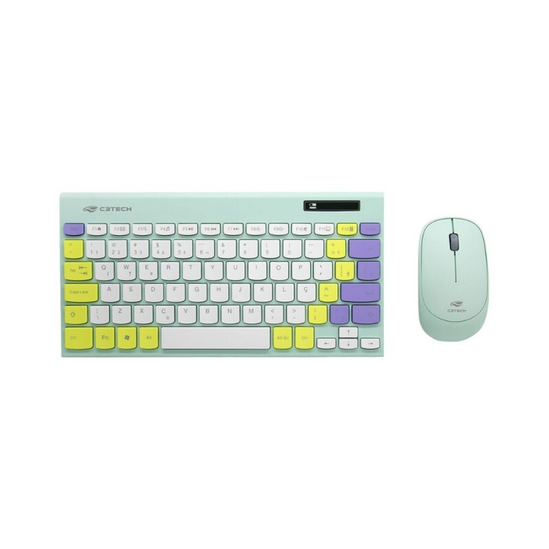 Teclado e Mouse Sem Fio C3tech K-W71GN Verde TKL