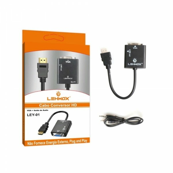 Cabo Conversor HDMI Macho X VGA Femea com Audio Ley-01 - Lehmox