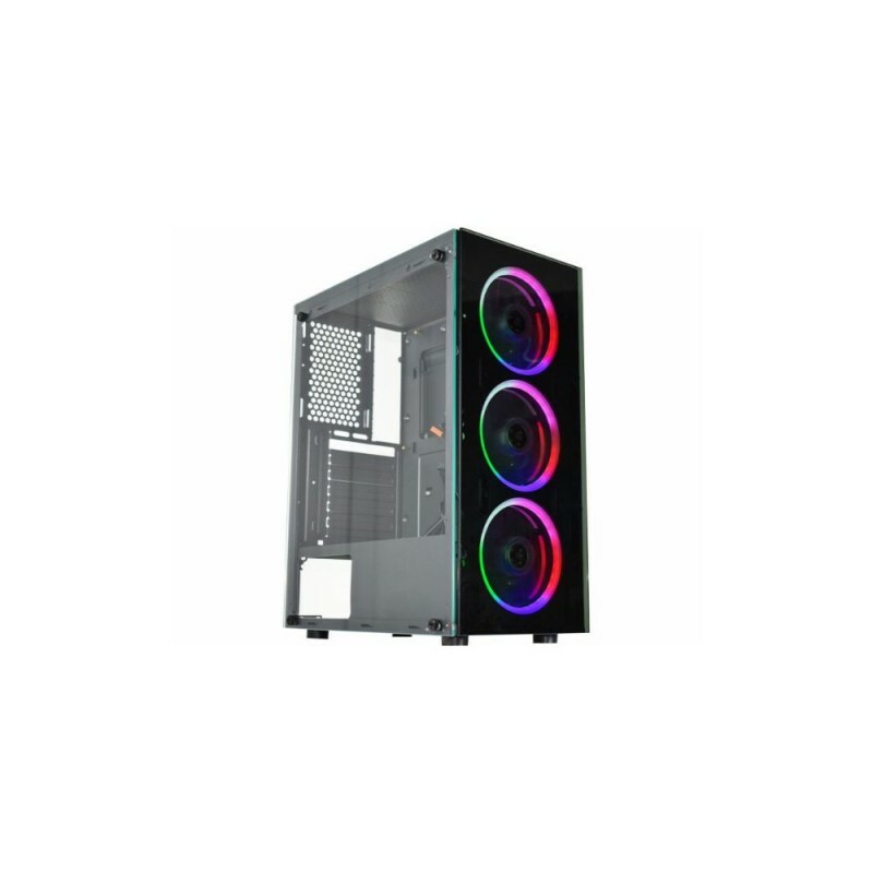 Gabinete Gamer Kmex  AL10, Painel Vidro, 3 Coolers AAFA coloridos