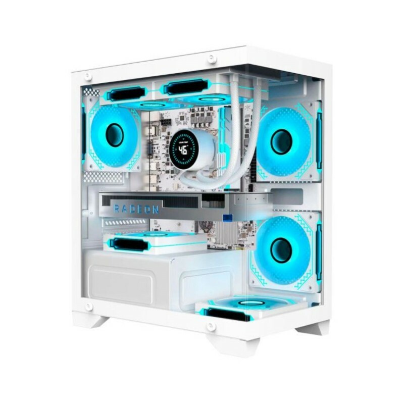 Gabinete Gamer Kmex Aquario Micro Poseidon White2 W1F9